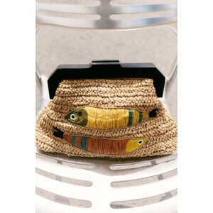 ZARA RAFFIA BAG WITH FISH EMBROIDERY